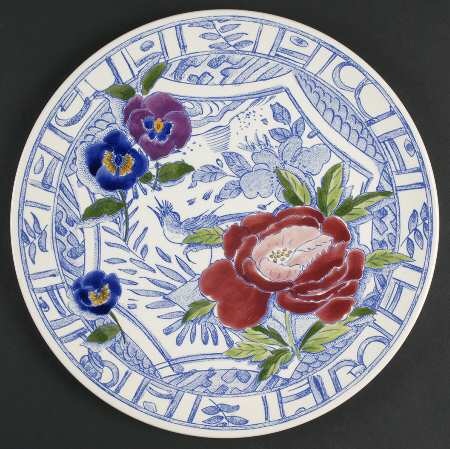 Oiseau Bleu Flowers Cake Plate