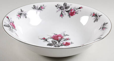 New Moss Rose (Platinum Trim) 9" Round Vegetable Bowl