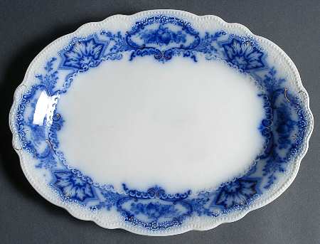 Alaska (Flow Blue, No Gold Ring) 12" Oval Serving Platter