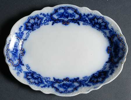 Alaska (Flow Blue, No Gold Ring) 10" Oval Serving Platter
