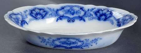 Alaska (Flow Blue, No Gold Ring) 10" Oval Vegetable Bowl