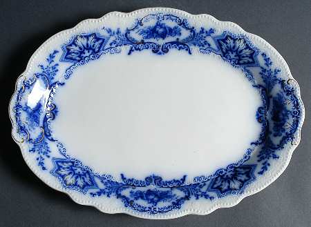 Alaska (Flow Blue, No Gold Ring) 14" Oval Serving Platter