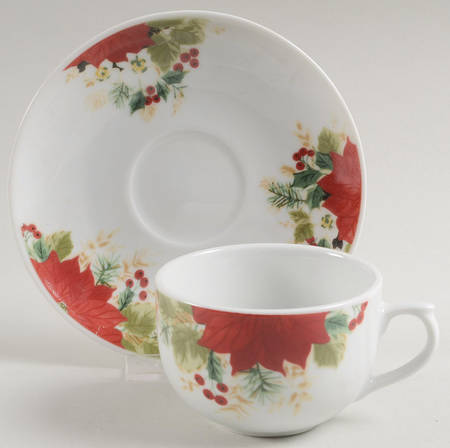 Holiday Grace Flat Cup & Saucer Set
