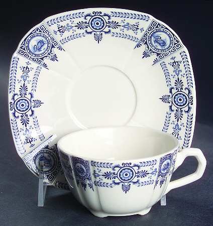 Empire Footed Cup & Saucer Set by Faiencerie De Gien