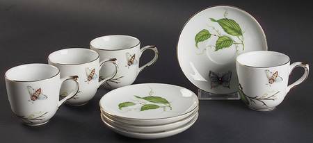 Jardin Flat Demitasse Cup & Saucer Set - Set of 4
