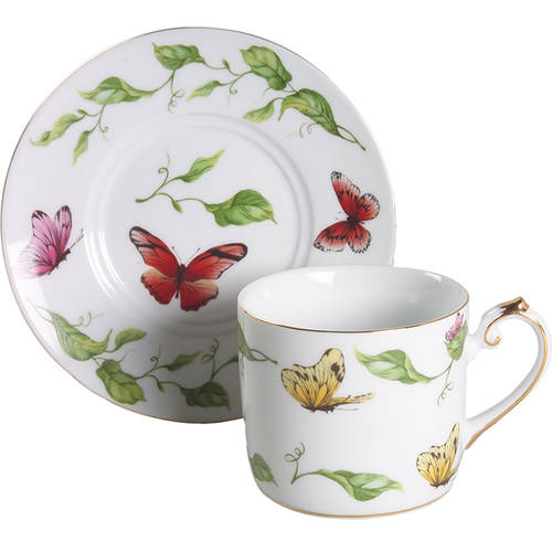 Butterfly Garden Flat Cup & Saucer Set