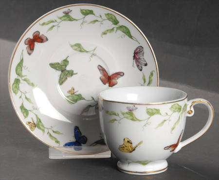 Butterfly Garden Footed Cup & Saucer Set