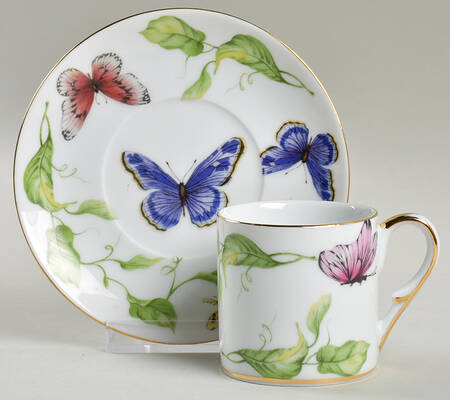 Butterfly Garden Flat Demitasse Cup & Saucer Set