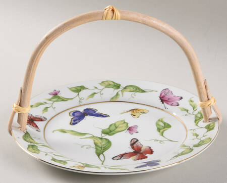 Butterfly Garden 5 3/8"-5 5/8" Bamboo Handled Serving Plate  HC