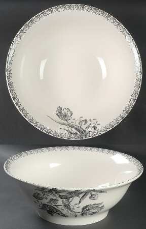 Tulipes Noires 11" Large Salad Serving Bowl