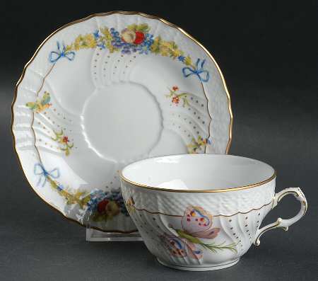 Farfalle Fiorite Flat Cup & Saucer Set