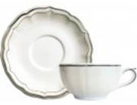 Filets Chocolats (Gray and Taupe) Breakfast Cup & Saucer Set