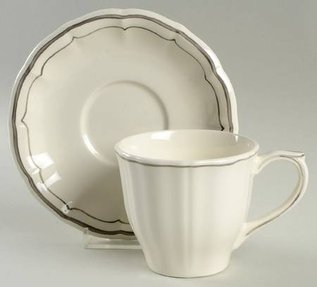 Filets Chocolats (Gray and Taupe) Flat Cup & Saucer Set