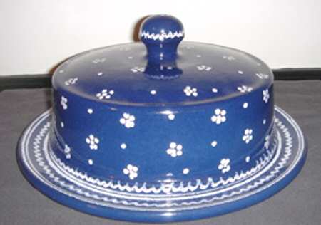 Dirndl Blue Large Covered Cake Plate