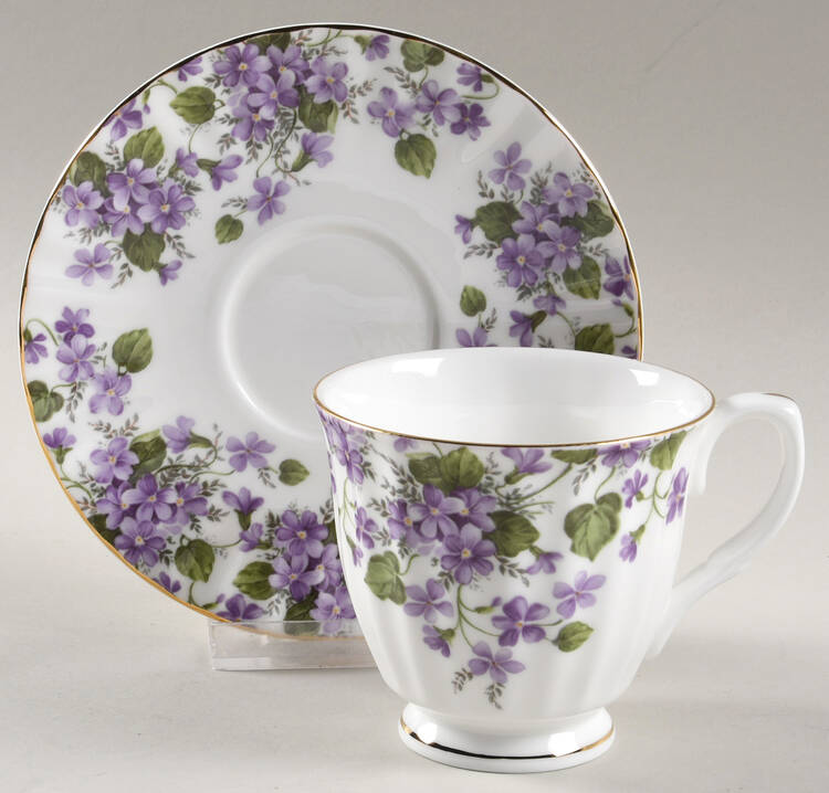 Violet Footed Cup & Saucer Set by Gracie Bone China