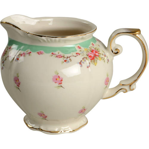 Green Vintage Rose Creamer