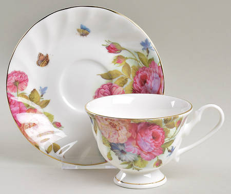 Sandra's Rose Footed Cup & Saucer Set