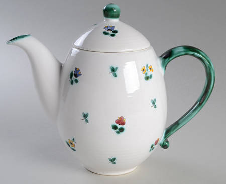 Scattered Blossom Green (Coupe) Coffee Pot & Lid