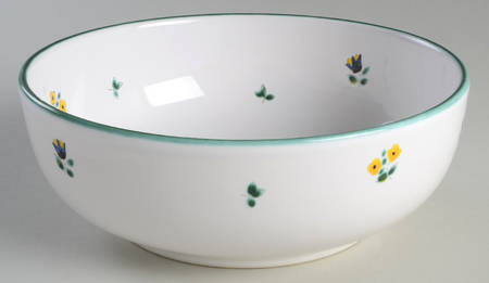 Scattered Blossom Green (Coupe) 9" Round Vegetable Bowl