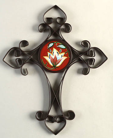 Red Bountiful Metal Wall Cross