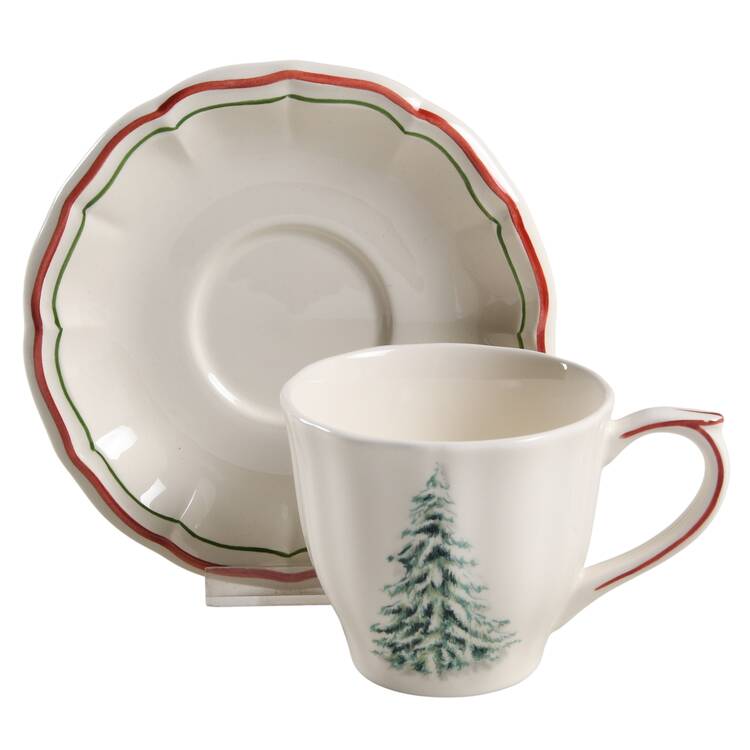 Filets Noel (Christmas Tree) Flat Cup & Saucer Set