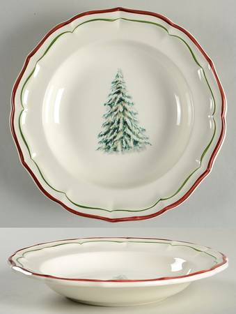 Filets Noel (Christmas Tree) Large Rim Soup Bowl