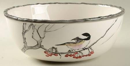 Winter Chickadee 10" Round Vegetable Bowl