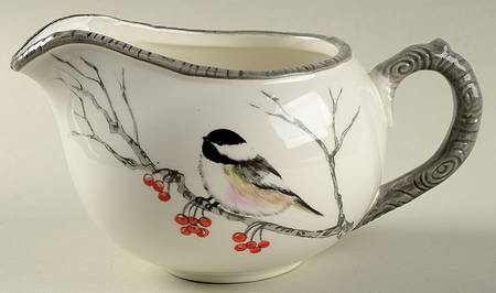 Winter Chickadee Gravy Boat