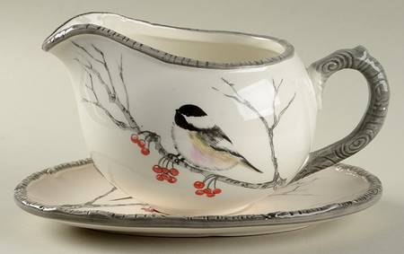 Winter Chickadee Gravy Boat & Underplate