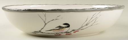 Winter Chickadee Chip Bowl/Plate for Chip & Dip Set