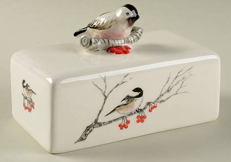 Winter Chickadee Lid for 1/4 Lb Butter