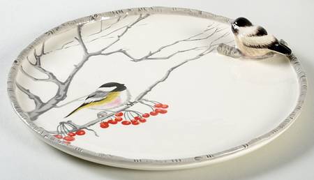 Winter Chickadee 12' Round Tray