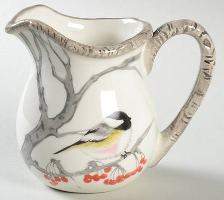 Winter Chickadee Creamer