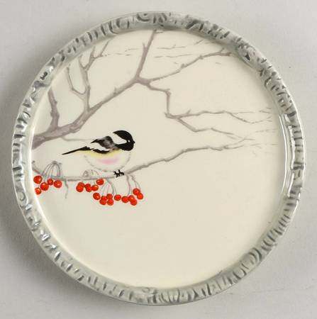 Winter Chickadee Canape Plate
