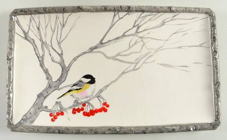 Winter Chickadee 12" Tart Tray