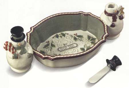 Winter Setting Dip Bowl with 2 Motif Spreaders