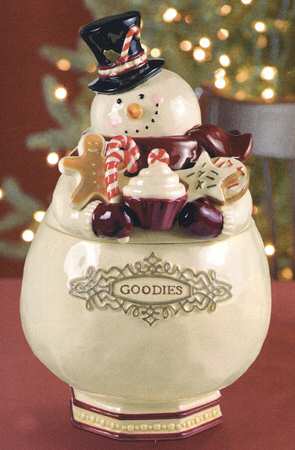 Winter Setting Figural Cookie Jar & Lid