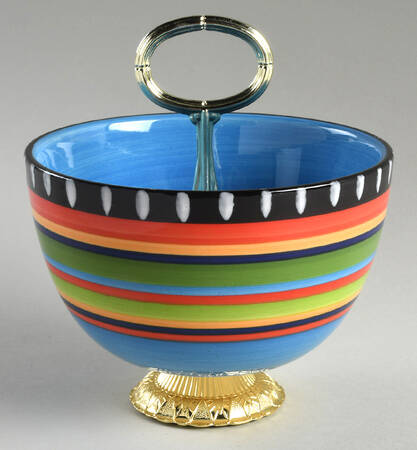 Pueblo Springs 6"-7" Handled Footed Nut Dish HC