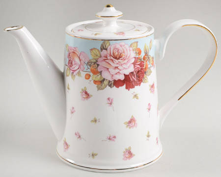 Peony and Strawberry Blue Teapot & Lid