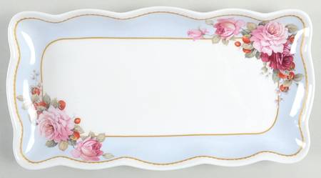 Peony and Strawberry Blue Large Sandwich Tray