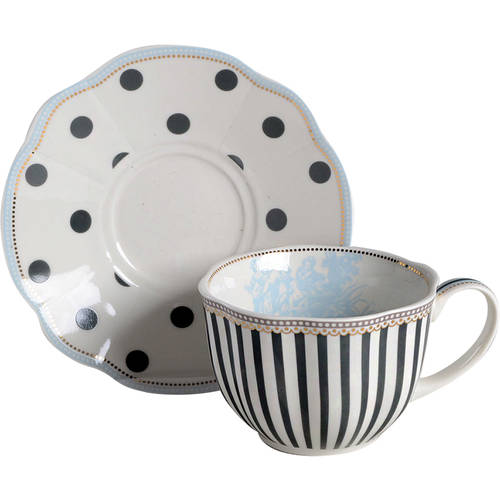 Scallop Navy Flat Cup & Saucer Set