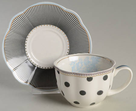 Scallop Navy Flat Cup & Saucer Set