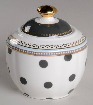 Scallop Navy Sugar Bowl & Lid