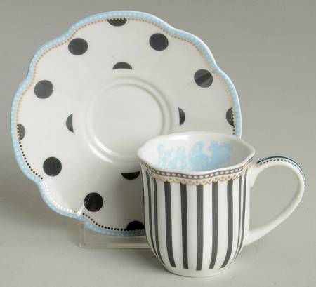 Scallop Navy Espresso Cup and Saucer Set