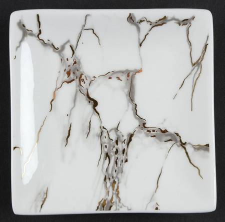 Grey Gold Marble Square Appetizer Plate