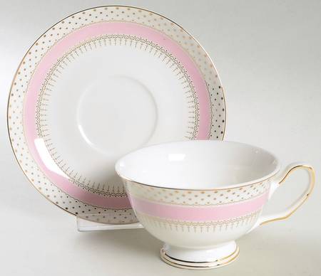 Pin Dots Pink Footed Cup & Saucer Set
