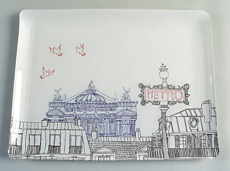 Ca C'est Paris 14" Acrylic Rectangular Tray
