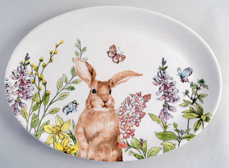 Garden Bunny 15" Oval Serving Platter