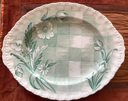 Trellis Green 12" Oval Serving Platter