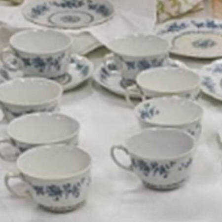 Eileen No Gold Trim Footed Cup & Saucer Set